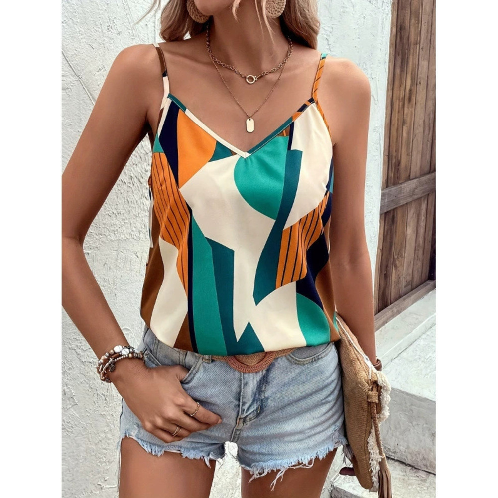 ZARA Women Sexy Geometric Print Camisole Tank Top Summer Vacation